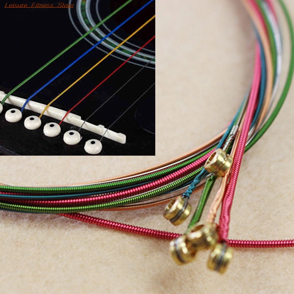 

6 шт.; Доступны все цвета радуги гитарные струны E-A для Акустическая гитара для игры в стиле фолк Классическая гитара разных цветов