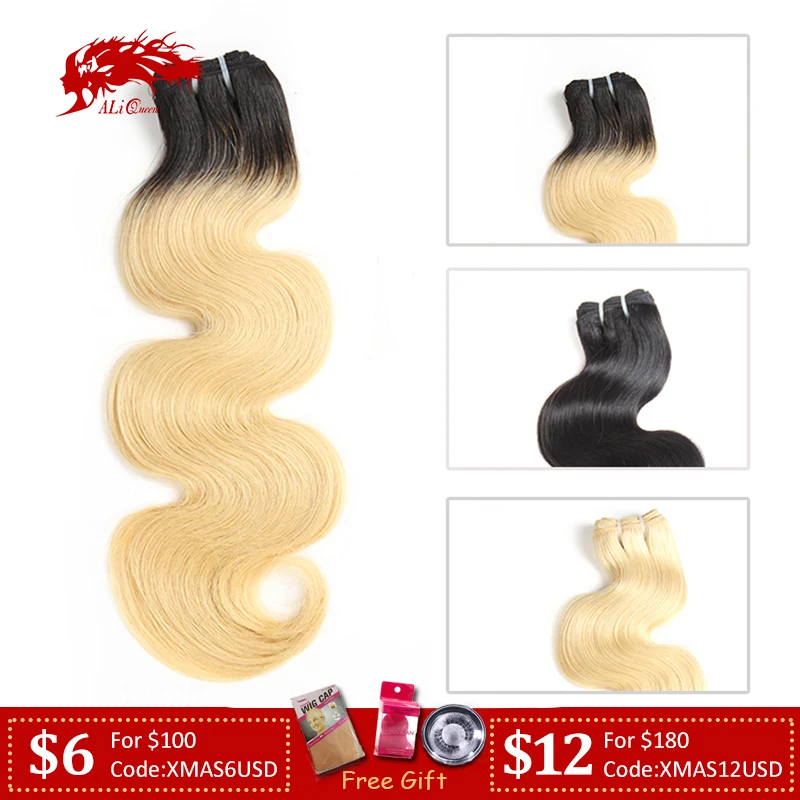 Али queen hair 10A объемная волна бразильского Виргинские волосы 1/3/4 шт. блондинка 613/натуральный черный/1b-613 натуральные кудрявые пучки волос