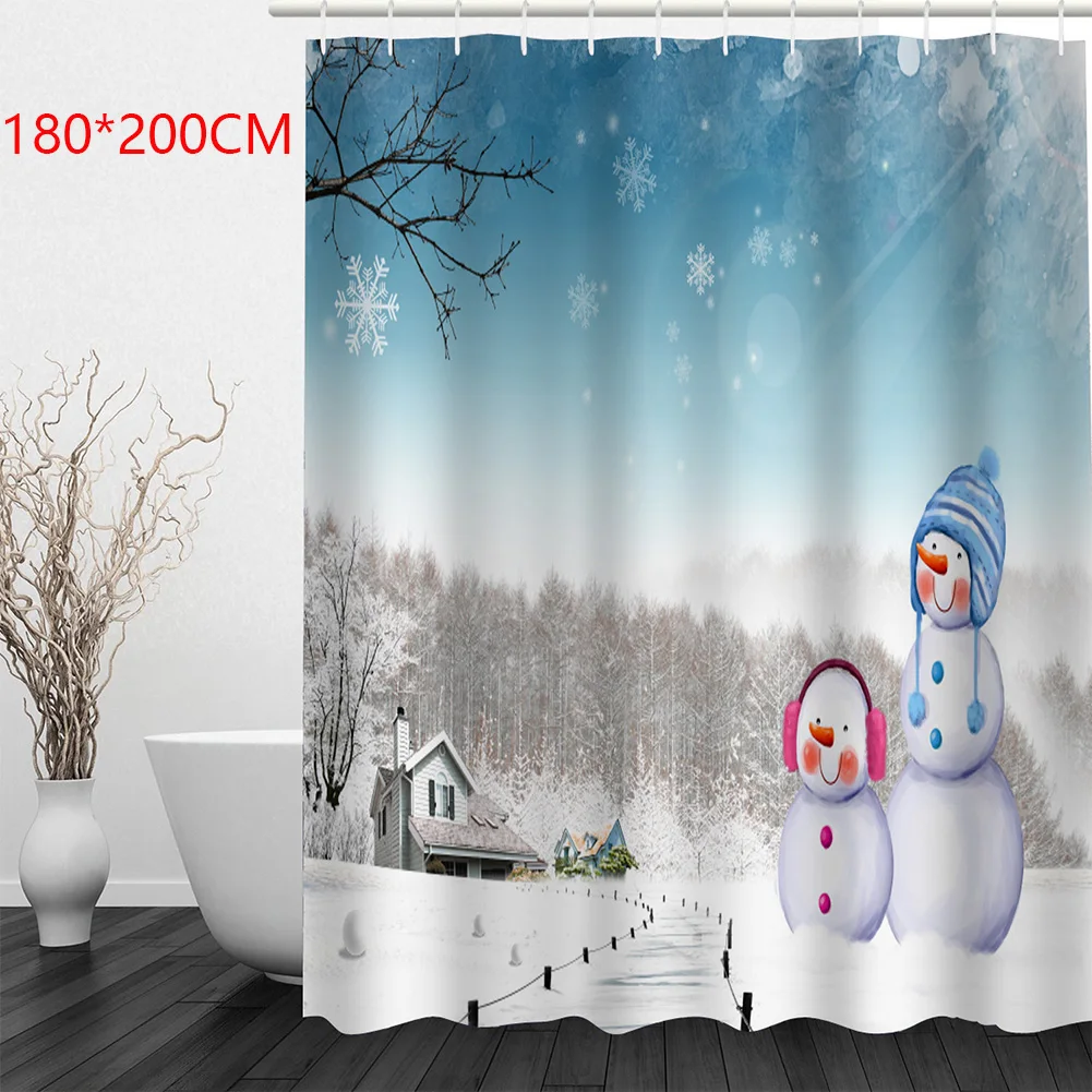 Душ Шторы снеговик с изображениями на тему Рождества Водонепроницаемая