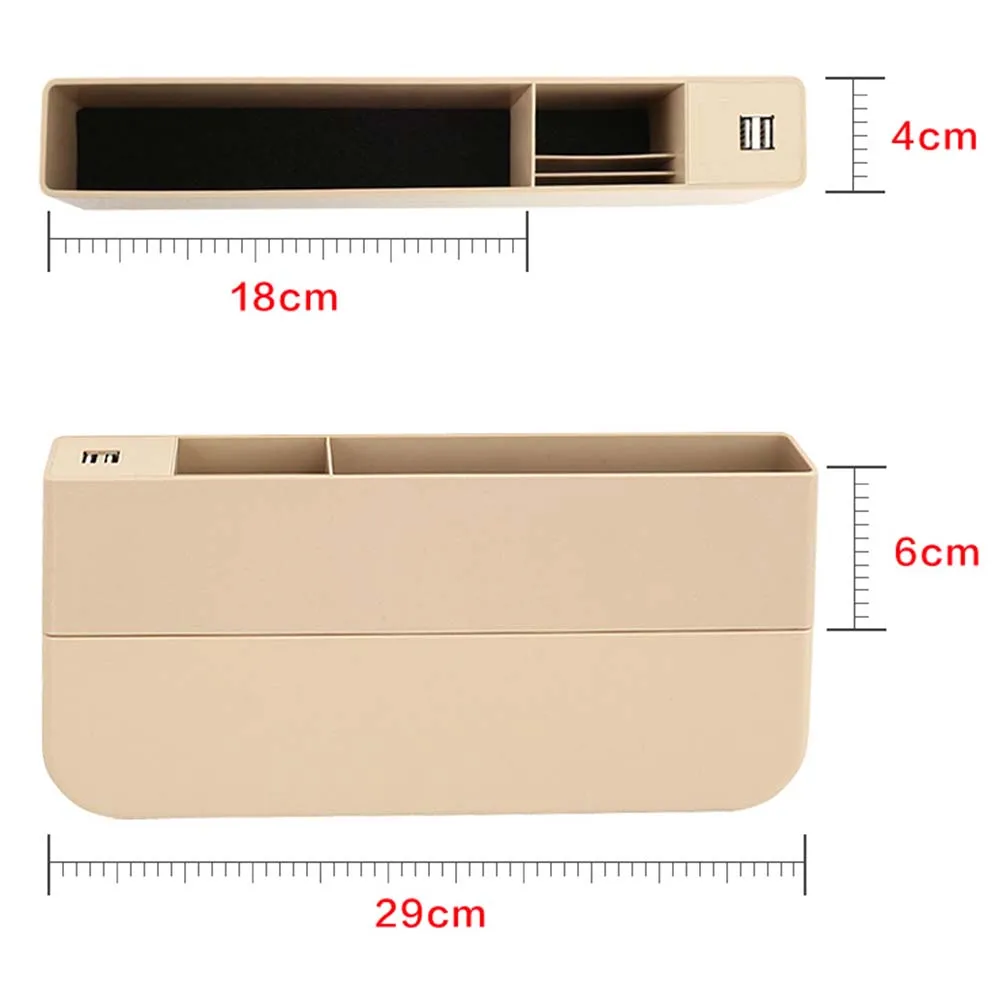 Двойной USB многофункциональный ящик для хранения автомобильный Органайзер Дисплей напряжения автомобиля с прикуривателем