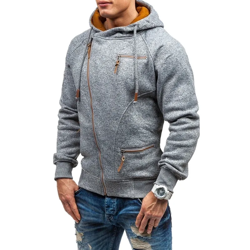 

FGKKS Autumn Casual Hoodies Men Solid Zipper Long Sleeve Hoodie Sweatshirt Top Outwear Sudaderas Para Hombre
