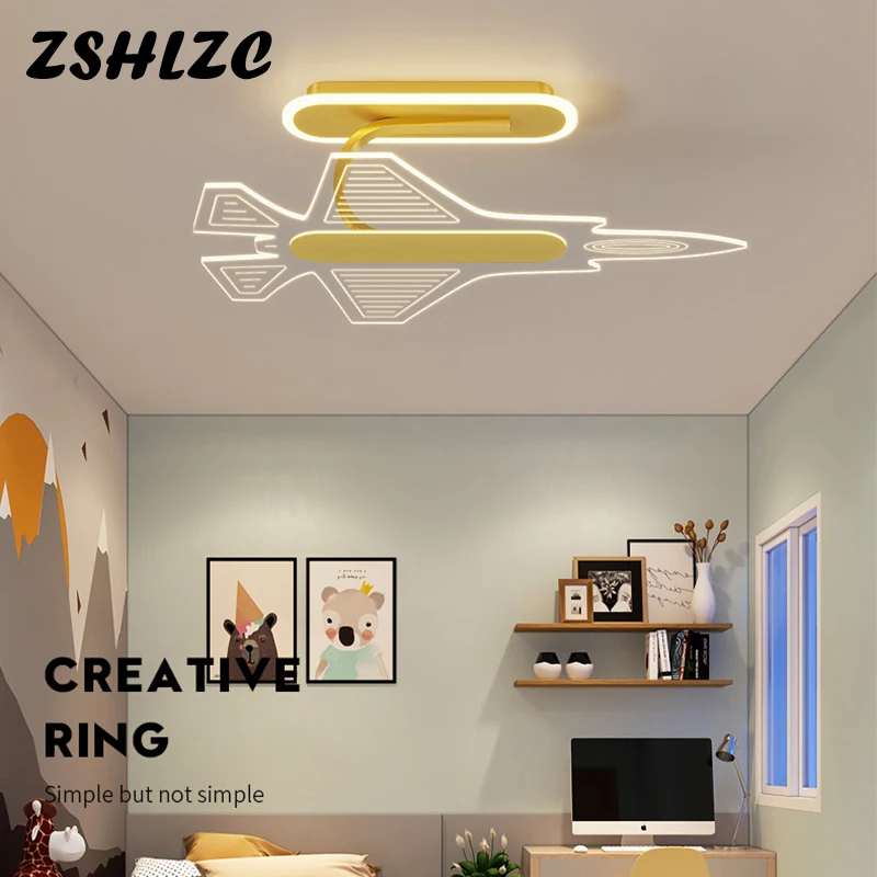 

Led Ceiling Lamp for Children's Room Bedroom Study Nursery Modern Dimmable Creative Child Airplane Chandelier Decor Indoor Light