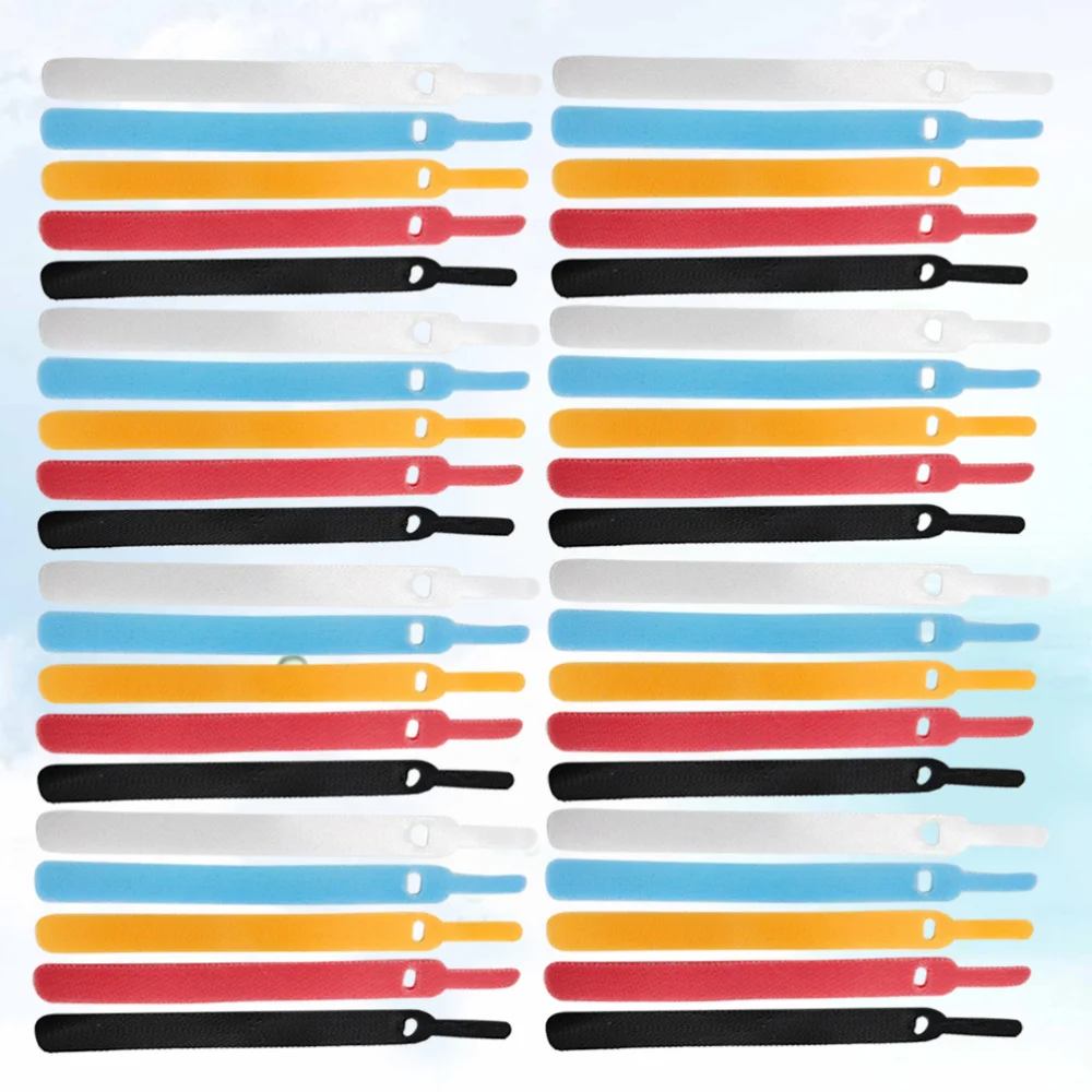 

100 Pcs Sticker Cable Ties Data Cable Storer Power Cord Bundle Storage Self-adhesive Cable Management for Home (Red/Blue/Yellow/