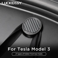 luckeasy car functional interior accessories for tesla model 3 2021 front spare box organize hook model3 front trunk box hook