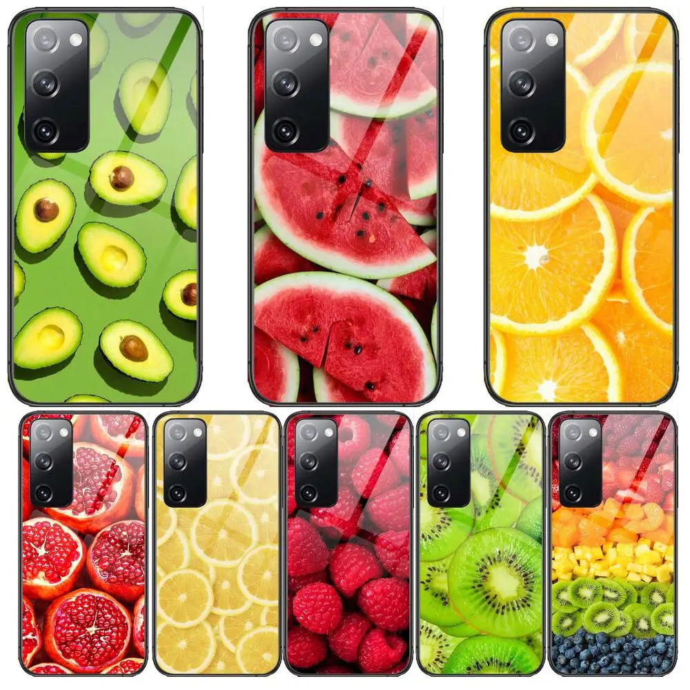 

Delicious fruit Tempered Glass shell Phone case For SamSung Galaxy S8 S9 S10E S20 S21 S5 S30 Plus S20 fe 5G Lite Ultra