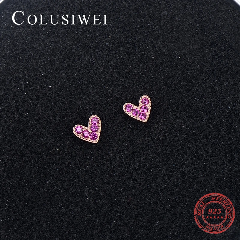 Женские серьги гвоздики COLUSIWEI простые из стерлингового серебра 925 пробы розового
