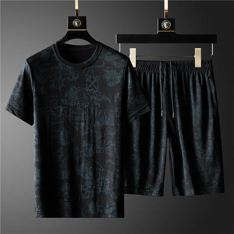 Спортивный костюм мужской повседневный Модный комплект с коротким рукавом