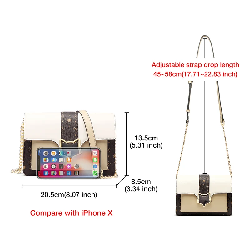 Женская кожаная сумка конверт FOXER черная элегантная Кроссбоди на цепочке с