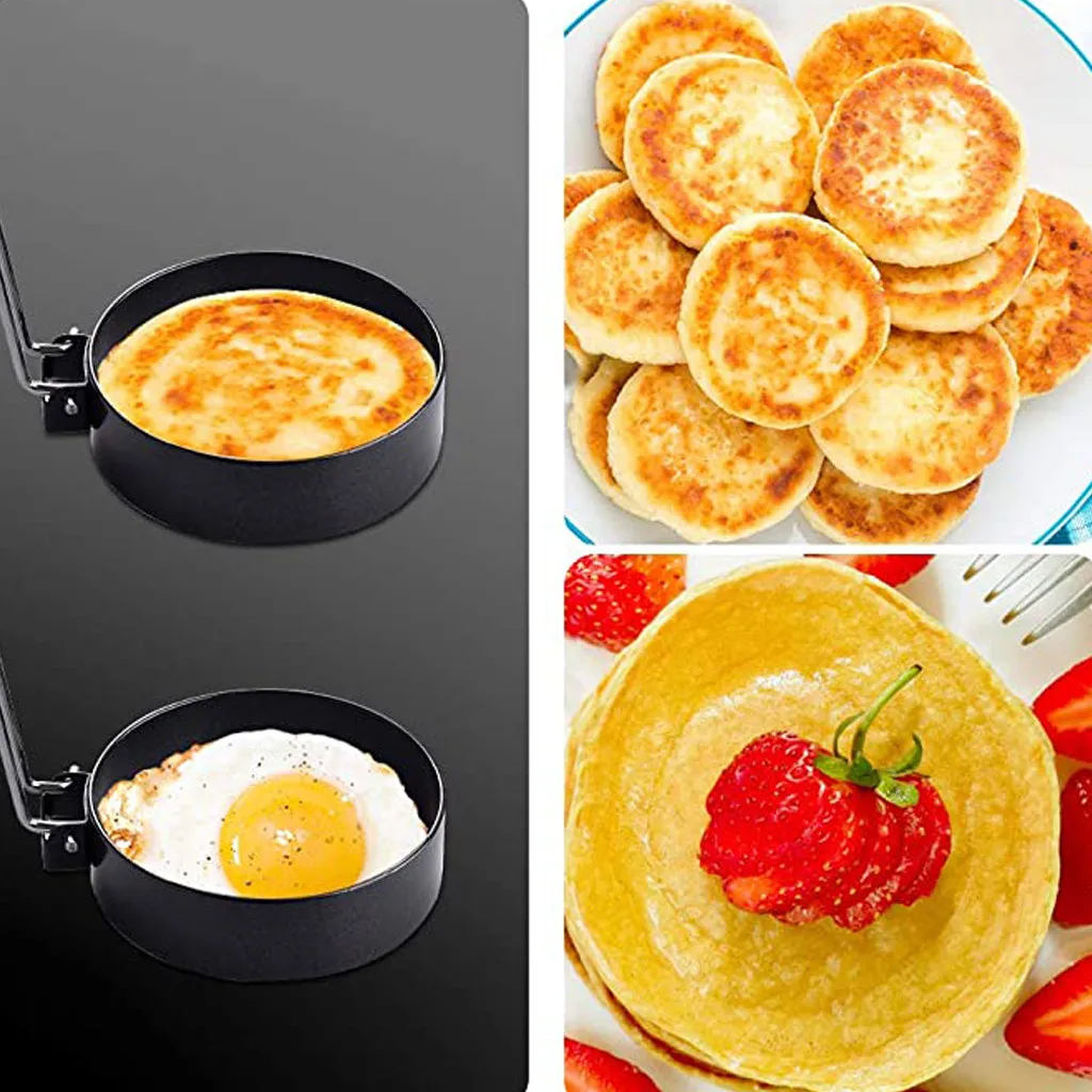 

4/5 Pcs Nonstick Stainless Steel Handle Round Rings Shaper Pancakes Molds Ring Round Egg Pancake Machine Mould Tools New #864