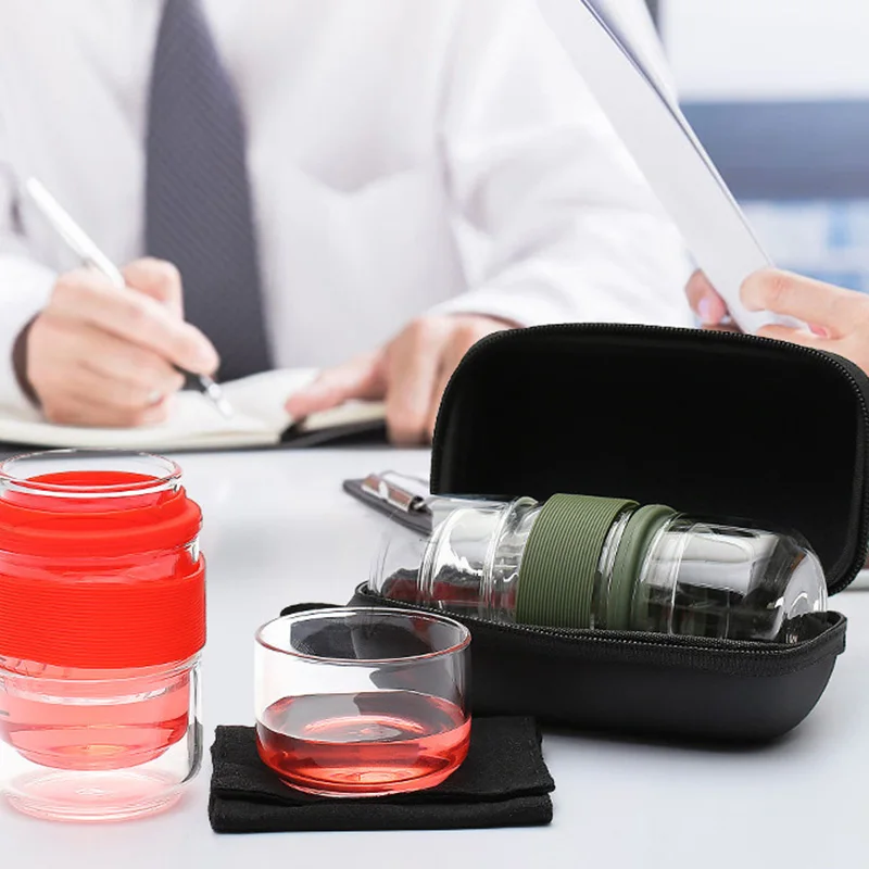 Новый дорожный чайный сервиз Кунг-фу горшок с портативным чехлом стеклянные