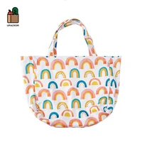 upackor 2020 fashion rainbow print shopping bag highquality reusable washable capacity shoulder handbag eco friendly folding bag