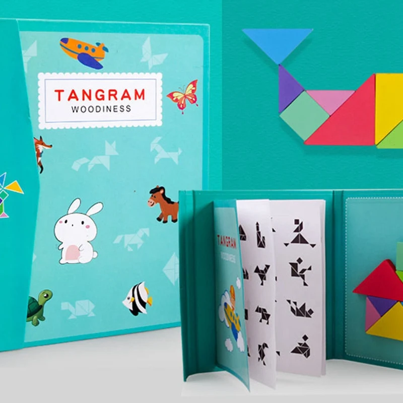 

netic 3D Puzzle Jigsaw Tangram Game Learning Educational Drawing Board Games Toy Gift for Kids Brain Iination