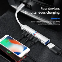 new mini high quality car alloy 4 port type c to usb 3 0 car splitter suitable for bmw mobile phones and laptops