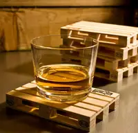 4pcs/sets Rectangle Mini Wooden Pallet Coaster Set Whiskey Wine Glass Cup Mat Pad Hot Cold Drink Wood Table Mat Bar Tool SN2116