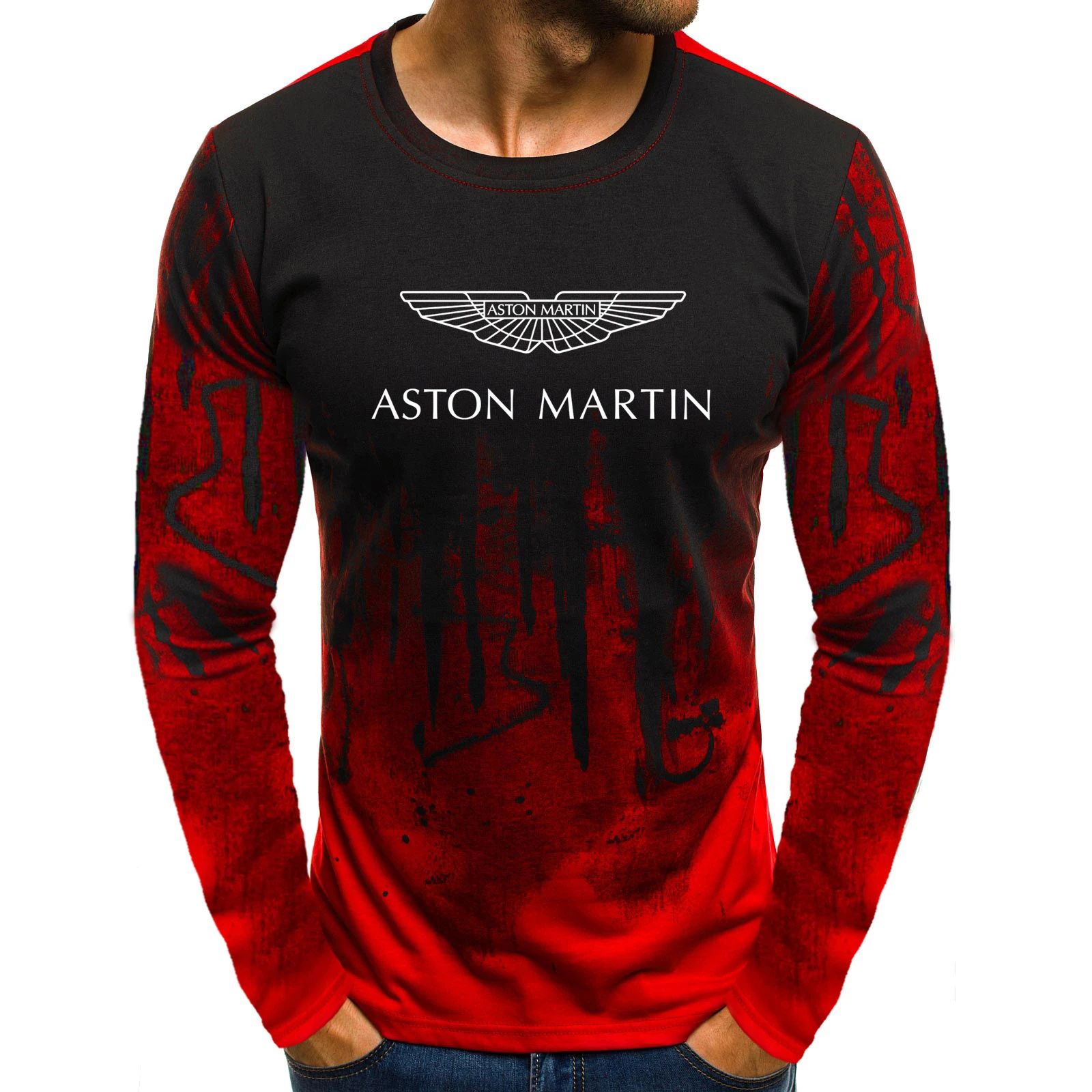 

2021 Spring and Autumn New Aston Martin 3D Printing Men's T-shirt Motorcycle Racing Sports Shirt Harajuku Casual Long Sleeve