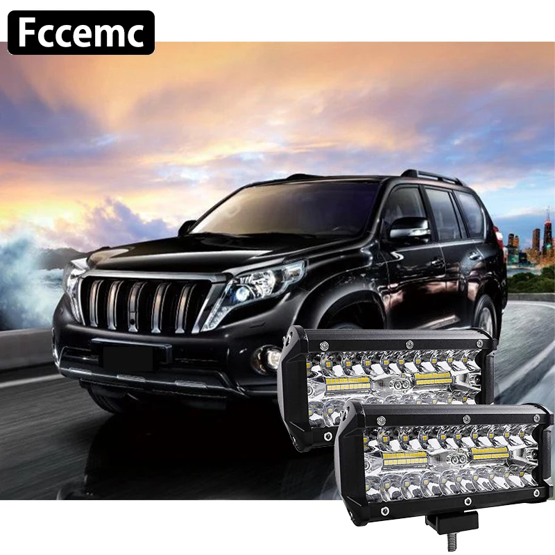 

51W Spotlight Round 7 INCH 12V 24V Car License Plate LED Headlights Work Flood Driving Lights Portable Spotlights Road For Prado