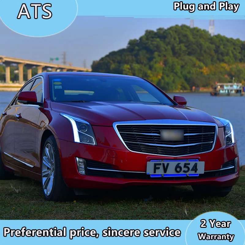 Светодиодные фары для Cadillac ATS 14-18 автомобильные все светодиодные DRL двойной луч H7