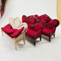 112 dollhouse decor miniature furniture wooden couch sofa decoration accessories for dolls house simulation toys
