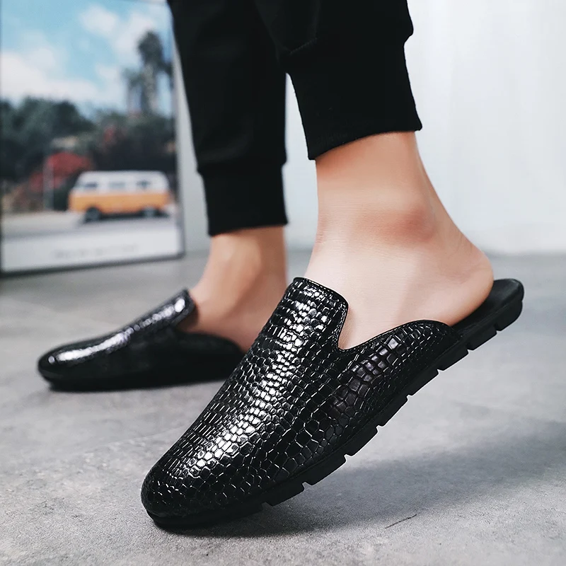 

Leather Slippers Men Beach Sandals For Men Designer Mules outdoor Fashion Beach Shoes Slides
