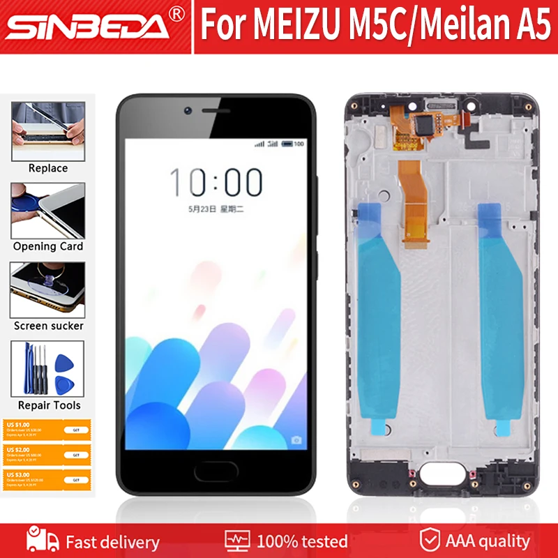 Сменный сенсорный ЖК экран с рамкой для MEIZU M5C M710H|Экраны мобильных телефонов| |