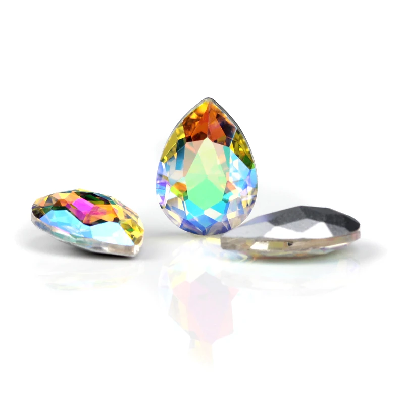 QL блестящие цветные стеклянные стразы со слезоточивыми каплями хрустальные с