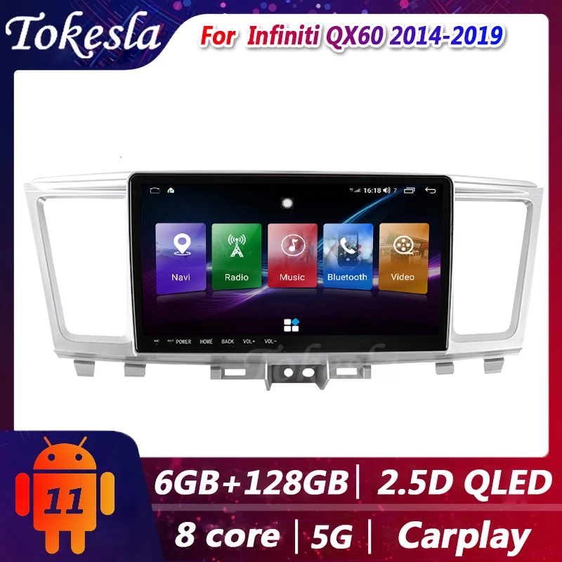 

Автомобильное радио Tokesla 2 din, gps, android 11, для Infiniti QX60, видео, центральный, мультимедиа, DVD, автомобильные плееры, навигация 5G, Bluetooth