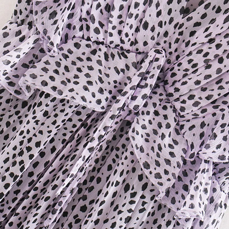 Винтажное элегантное шифоновое платье миди с леопардовым принтом модные женские