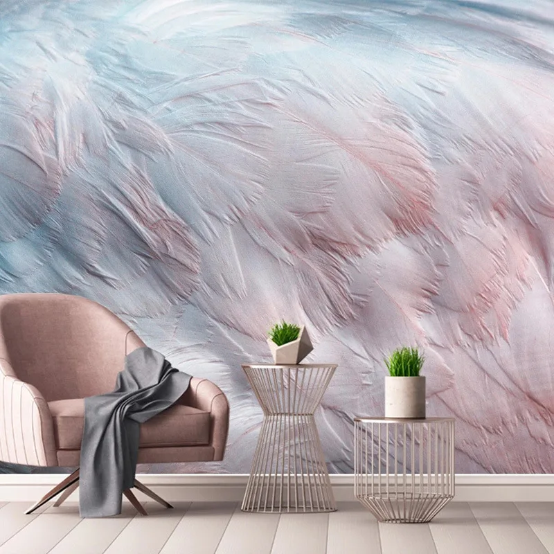 

3d обои в скандинавском стиле с изображением перьев, бесшовные, нетканые, для украшения спальни, настенные Фотообои
