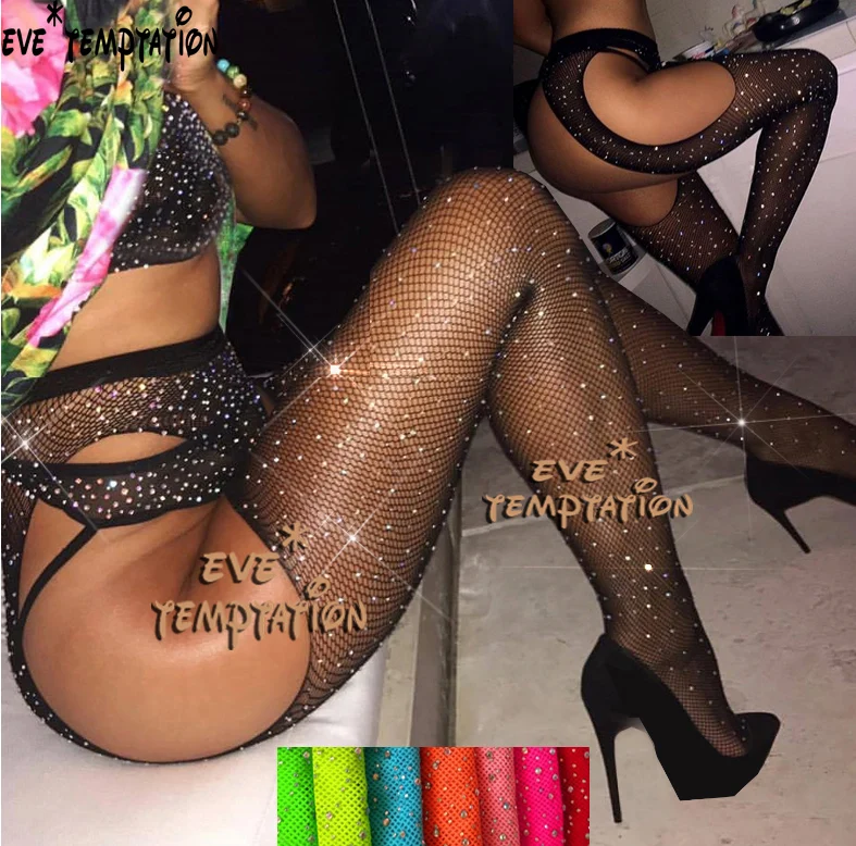 Сексуальные колготки seksi с блестящими кристаллами оригинальные трусики чулки