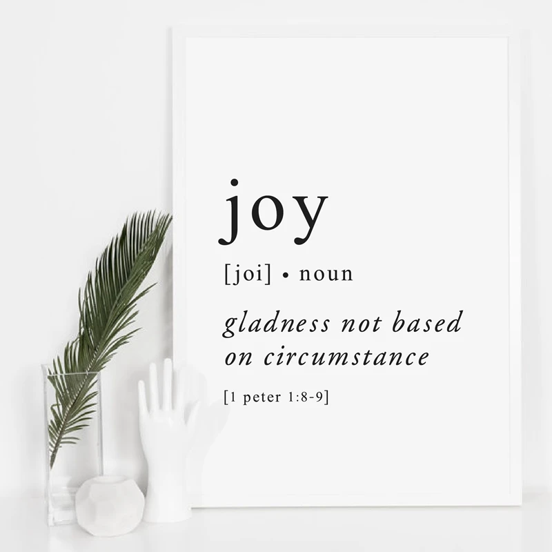 

Joy Definition Print Fruit of the Spirit Bible Verse Quote Modern Wall Art Canvas Painting Galatians Poster Home Wall Decor