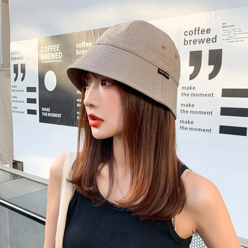 Women's Bucket Hat cap 2021 South Korean New Six Piece Cloth Label Fisherman's Hat Net Red Same Fashion Sunshade Versatile