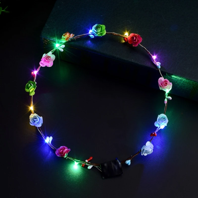 

Women Girls LED Light Up Flower Headband Flashing Glow Crown Party Hair Wreath