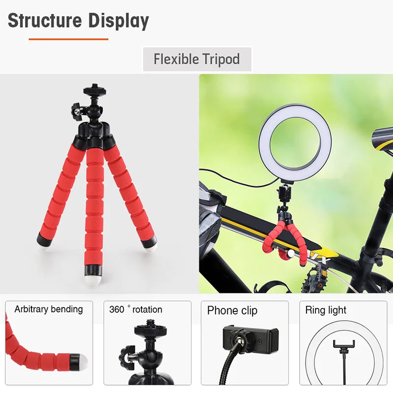 Кольцевой светильник для селфи круглая Светодиодная лампа с держателем телефона
