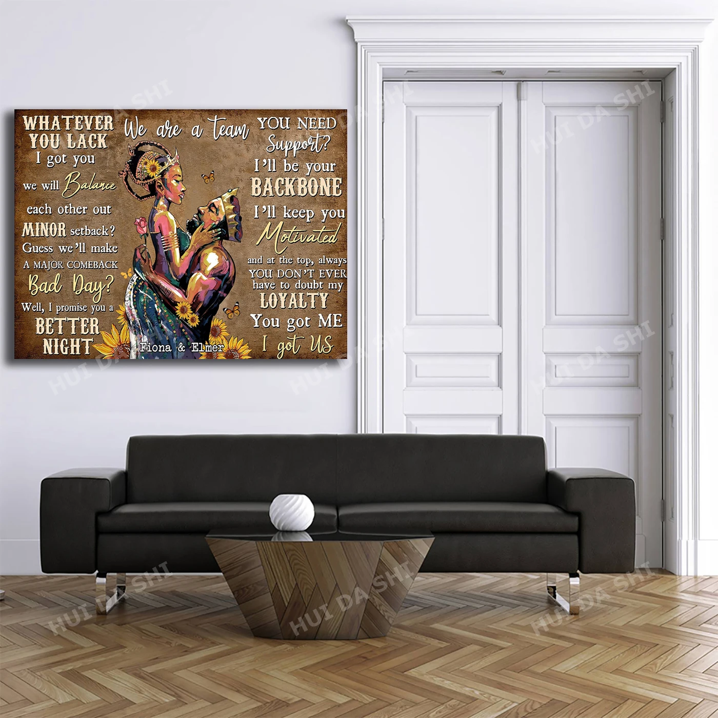 Черная парная Настенная картина мы команда черная холст Королева король