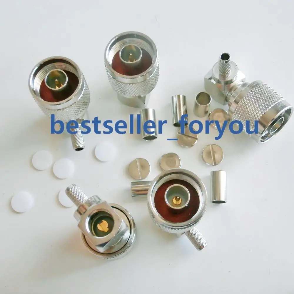 1X N штекер правый угол обжимной RF разъем адаптера для кабеля RG58 RG142 LMR195 |