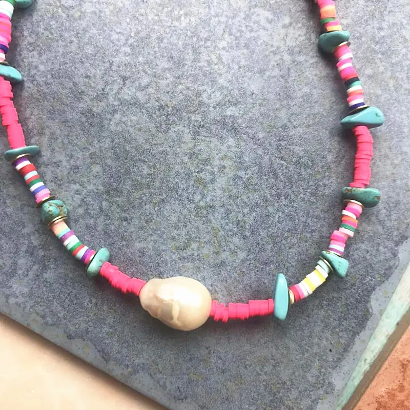 Женское Ожерелье в богемном стиле с жемчужной подвеской чокер из нержавеющей