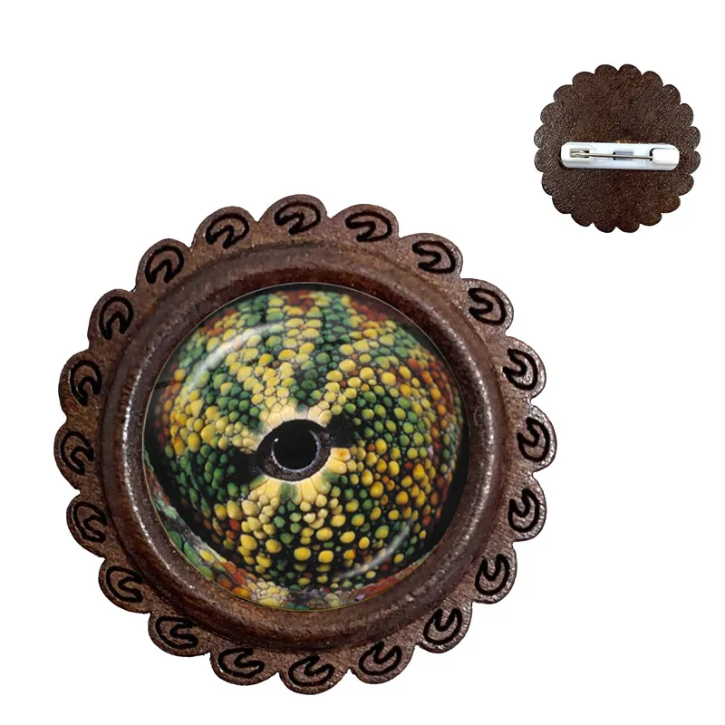 Dragon Snake Owl Cat Tiger Wood Brooch Fiery Jewelry Glass Cabochon Animal Eyes Collar Pins For Women Men Gift | Украшения и
