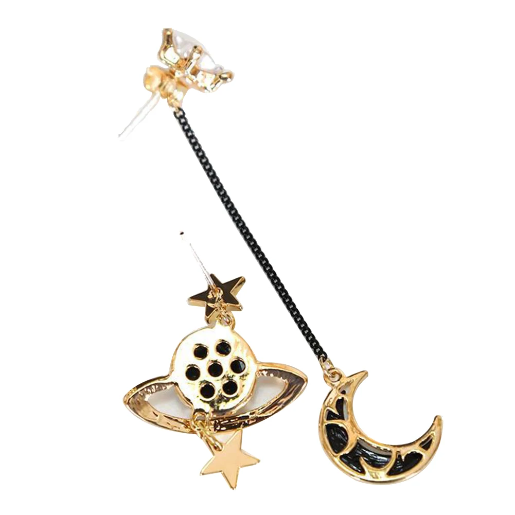 Модные женские асимметричные серьги с кисточками луной звездой планетой стразы