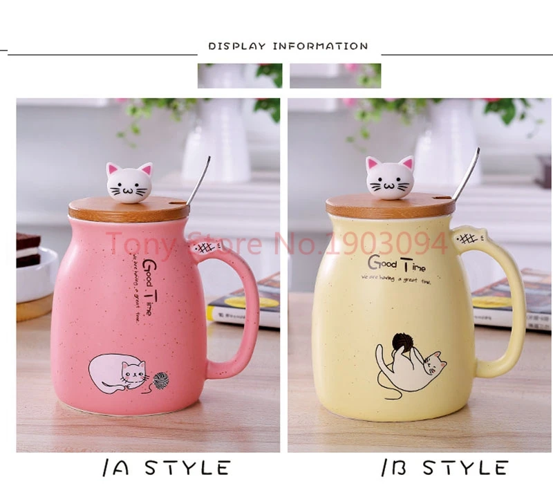 Новая термостойкая чашка с котом Сезам цветная мультяшная крышкой керамическая