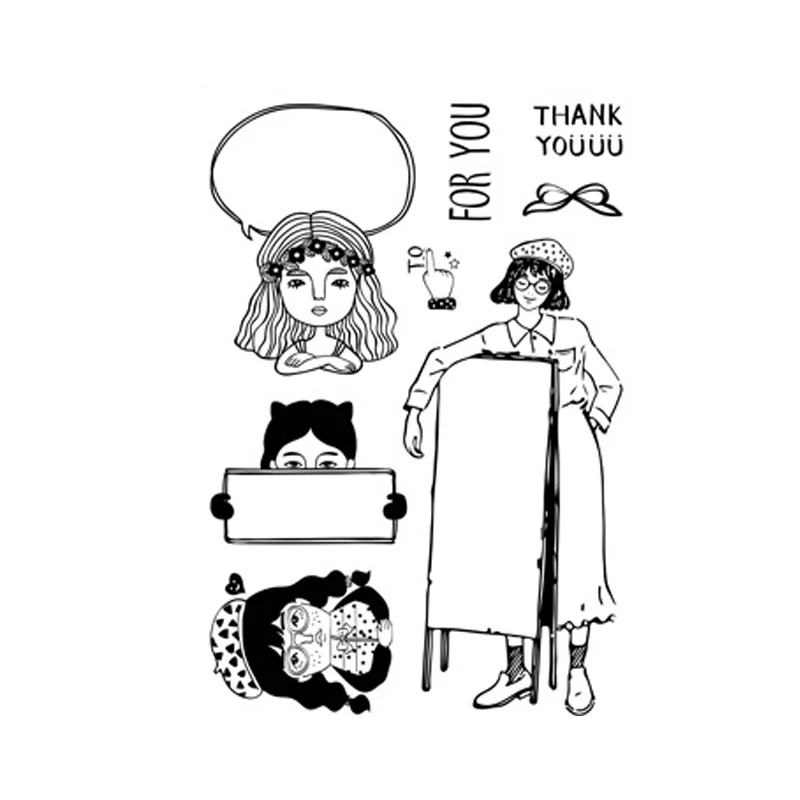 

Polar bear Girl Clear Stamps Nordic style Transparent Rubber Stamps Seal for DIY Scrapbooking Photo Album Decor Template Crafts