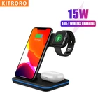 Беспроводное зарядное устройство KITRORO 3 в 1, 15 Вт, для iPhone 11 12X8, Apple Watch