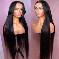 smooth silky straight hair lace front wig natural black 180 for black women middle part wigs remy fiber hair lace wigs