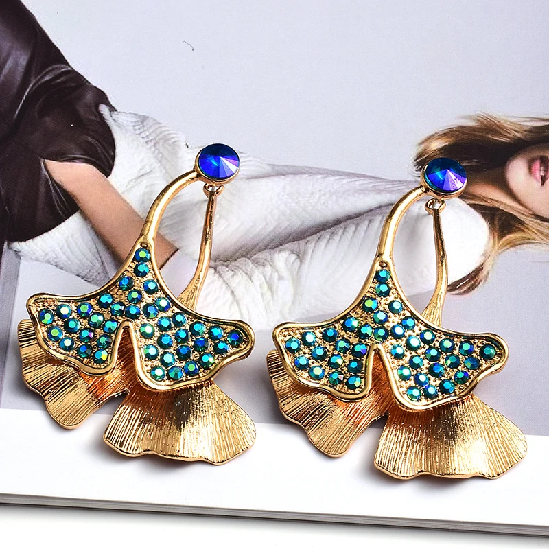 

New Design Fashion Hot Leaf Earrings High-Quality Classic Metal Crystals Jewelry Accessories For Women