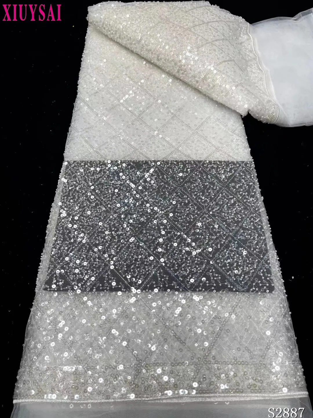 

Nigerian Lace Fabrics African Lace Fabric 2021 High Quality Lace With Sequin French Lace Fabric For Dress Sewing