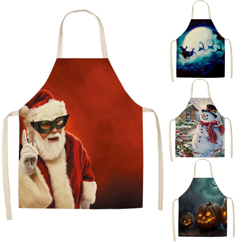 Рождественский хлопковый льняной носок с Санта Клаусом противообрастающий