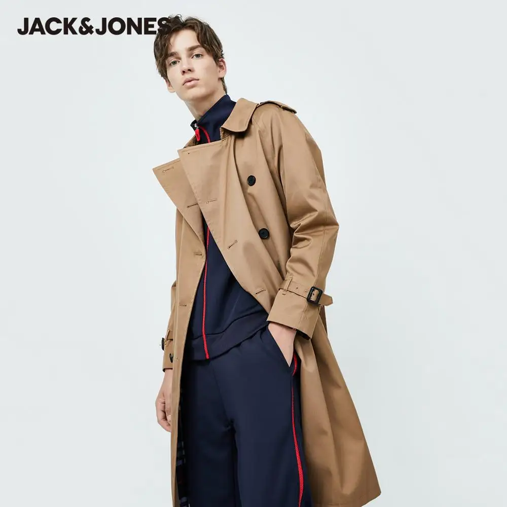JackJones деловые повседневные мужские средней длины Однотонная одежда Тренч одежды