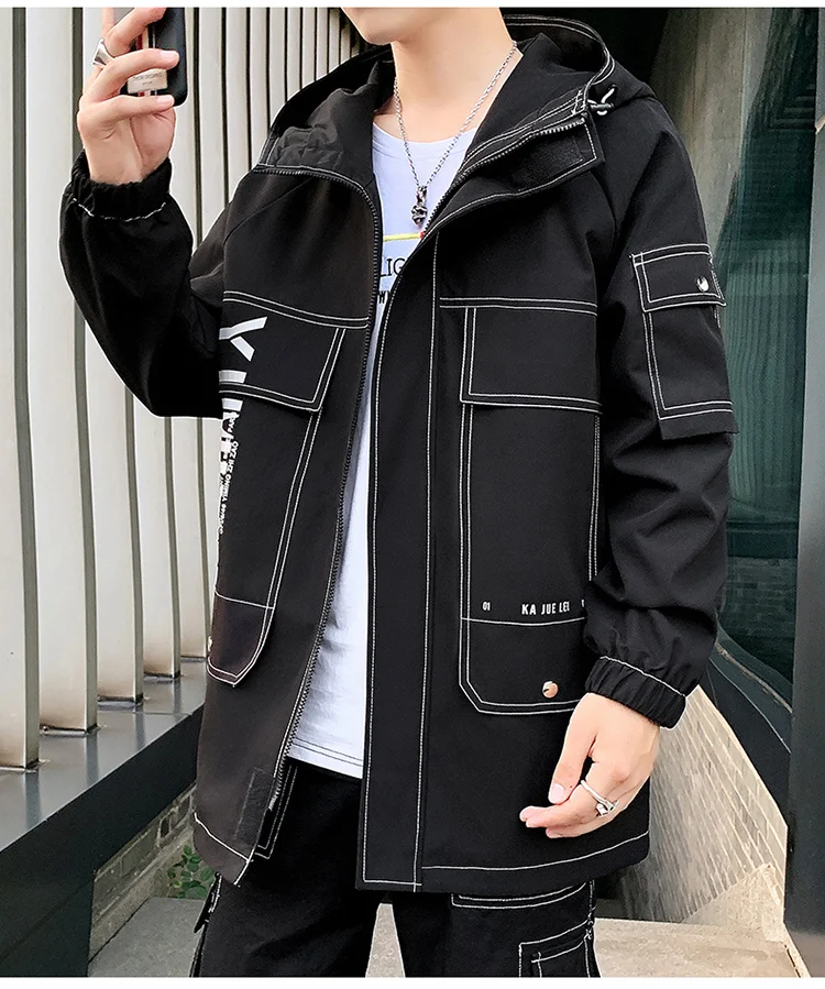 Новинка 2021 мужская куртка модная ветровка в стиле хип хоп повседневная карго с