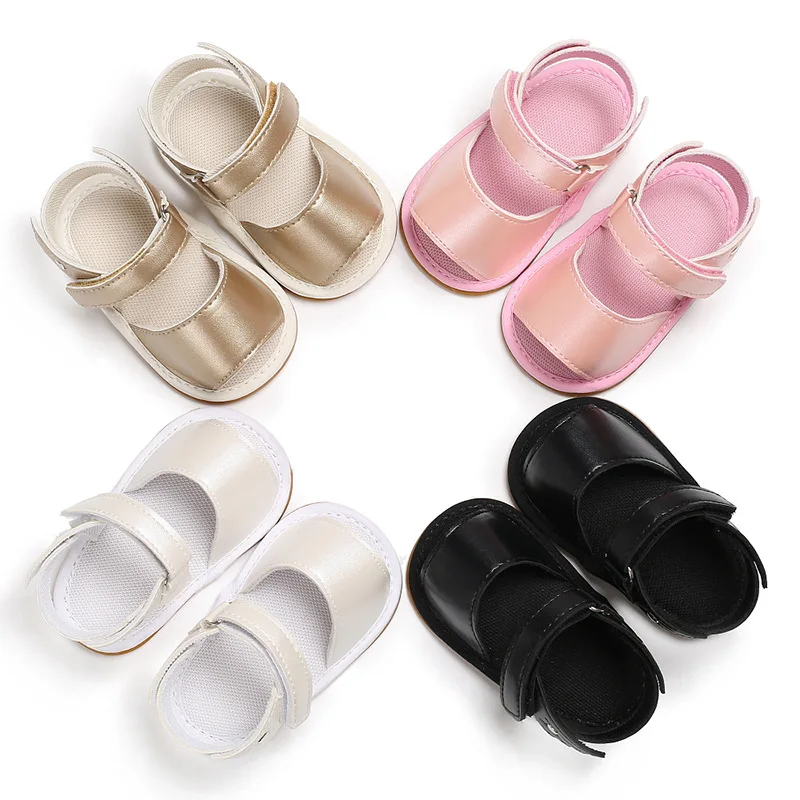 

Newborn Baby Child Baby Shoes Girl Solid Color Princess Soft Sole Non-Slip PU Leather