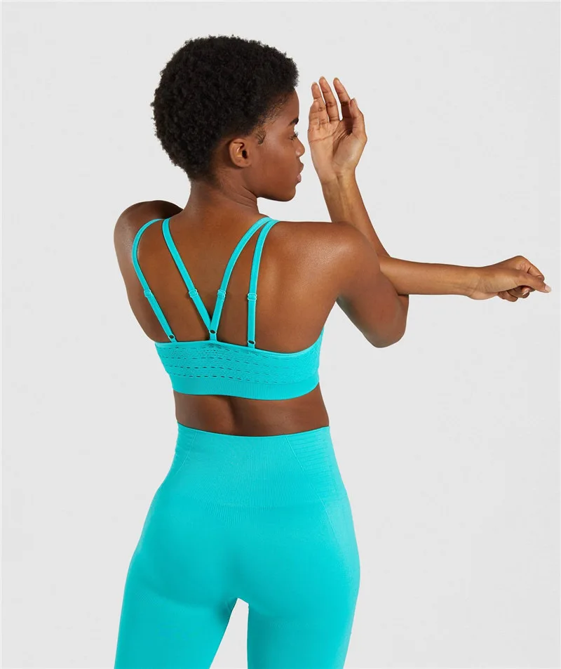 SALSPOR Women Shark Seamless Sport Bra High Elastic Hollow Yoga Bra Push Up Fitness Underwear Quick Dry Running Gym Tank Top