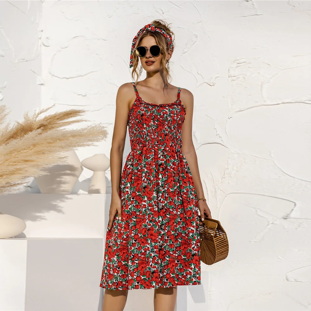 

Женские туфли с цветочным принтом и сексуальными тоненькими лямками платье; Сезон лето; Повседневные тонкие эластичные пояса, декорированн...